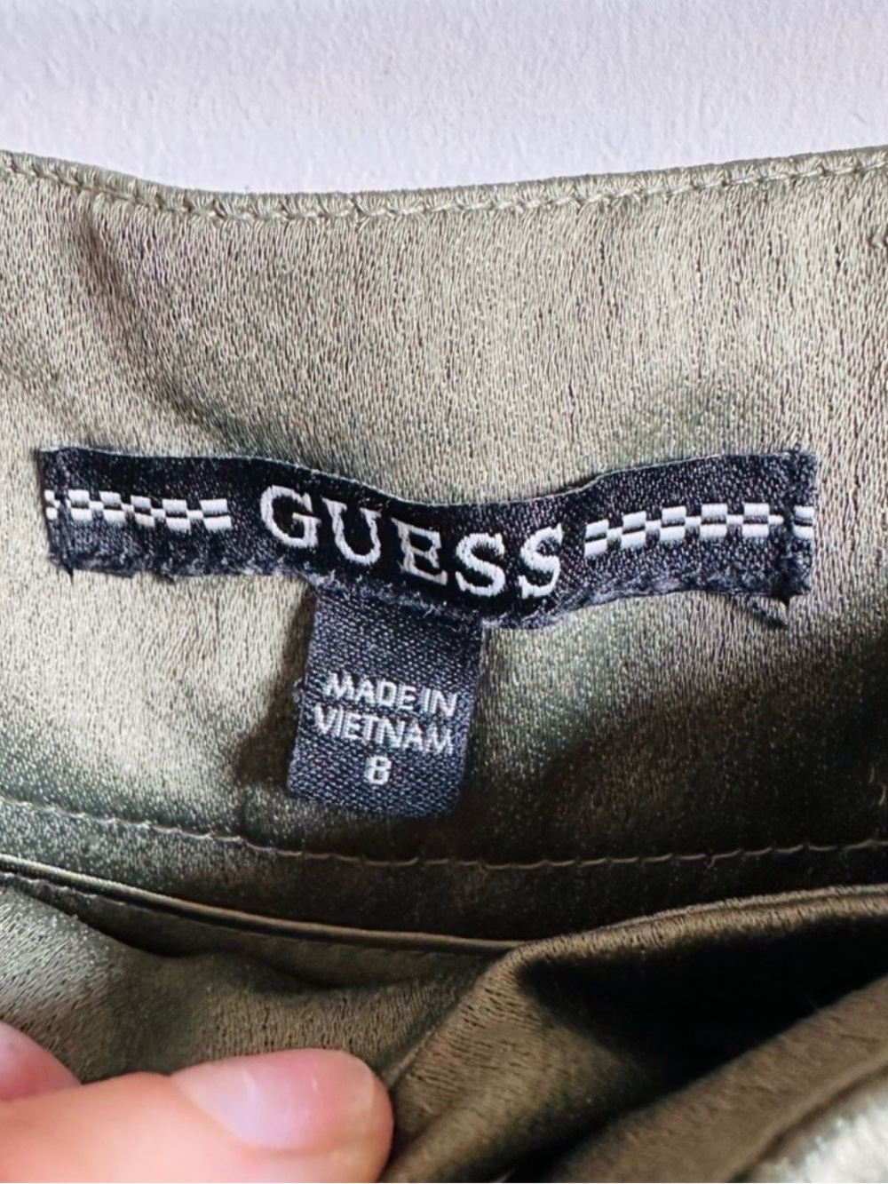 GUESS Olive Satin Cargo Jogger Pants | Utility Tapered Ankle | Size 8 - Picture 6 of 7